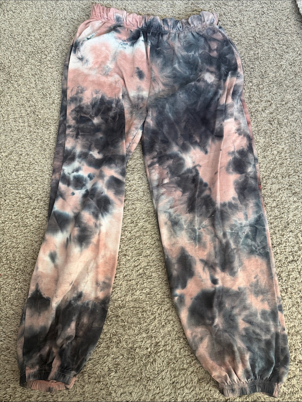 Roma Concepts Tie-Dye Track Joggers in Pink & Gray